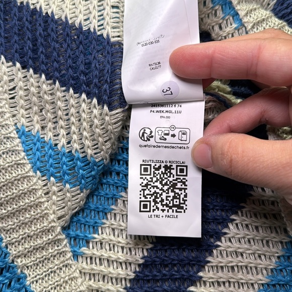 WEEKEND Max Mara 100% Linen Venusia Scoop Neck Crop Sweater Chevron Women's sz M - Picture 11 of 12